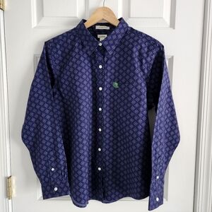 NWT L.L. Bean Navy Blue Patterned Wrinkle Free Women's Shirt